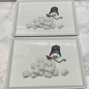 CB2 Oliver Candy Cane/Marshmallow Appetizer Plates